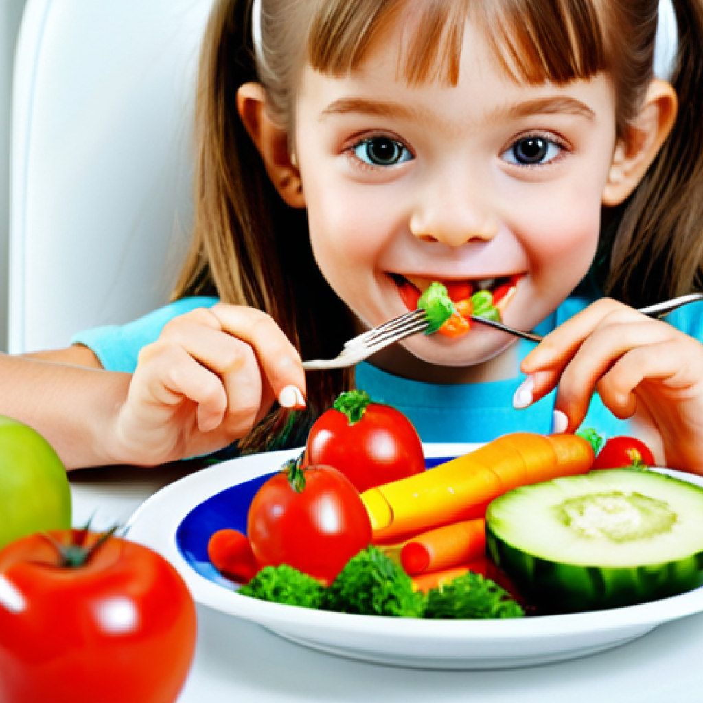 소아 손발톱 이상과 영양 관리법 - Healthy Nails & Balanced Diet**
"A fully clothed child happily eating a colorful plate of vegetable...