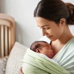 신생아 영양 상태 평가와 소아과 진료 - **Prompt:** A serene and tender moment featuring a mother gently cradling and feeding her newborn ba...