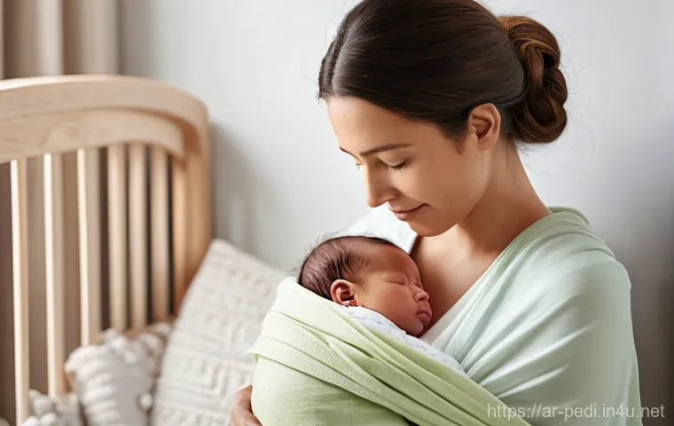신생아 영양 상태 평가와 소아과 진료 - **Prompt:** A serene and tender moment featuring a mother gently cradling and feeding her newborn ba...