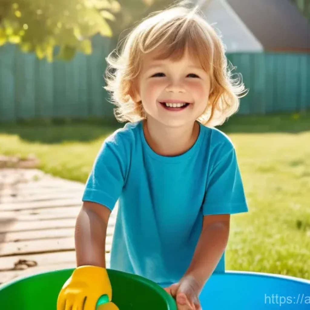 소아과에서 시행하는 기생충 검사 - **Prompt:** A cheerful, young child (around 5 years old), fully clothed in clean, bright outdoor pla...