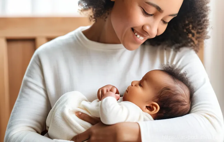 신생아 황달 증상과 병원 진료 기준 - Image Prompt 1: The Observant Mother** 신생아 황달 증상과 병원 진료 기준 - Image Prompt 1: The Observant Mother**