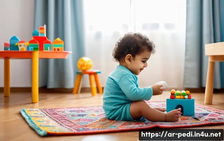 영유아 심리치료와 발달장애 검사 - A warm, detailed scene of an early childhood developmental assessment in a culturally authentic Arab...