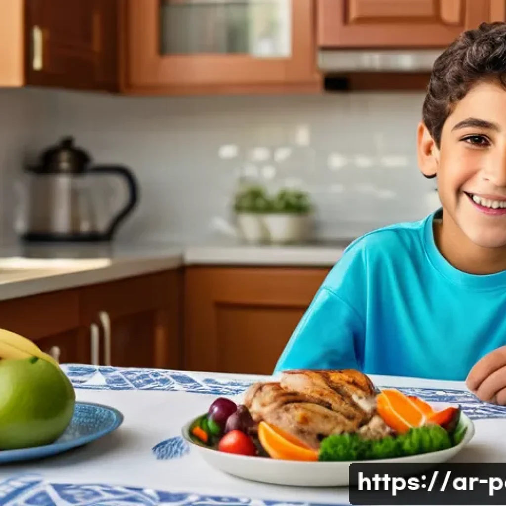 영유아 비만 관리법과 전문 병원 추천 - A healthy Middle Eastern family scene showing a young Arab boy wearing modest, age-appropriate cloth...