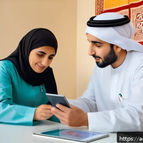 Home 33 소아 혈변 증상과 위장질환 진단 - A detailed, warm pediatric clinic scene set in a Middle Eastern environment, featuring a concerned A...